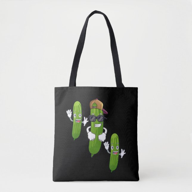 Funny Cucumber Pickle Dancing Food Tote Bag (Front)
