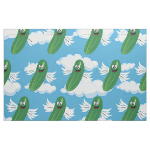 Funny Cucumber Pickles Food Humour Fantasy Emojis Fabric