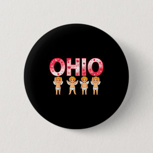 Funny Cud Ohio Midwestern Party O-h-i-o In Valenti 6 Cm Round Badge