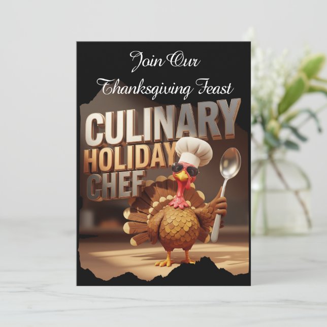 Funny Culinary Thanksgiving Turkey Feast Invitation (Standing Front)