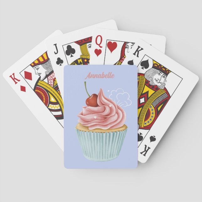 Funny Cupcake Love custom name  Playing Cards (Back)