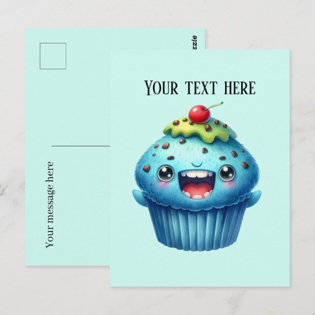 Funny cupcake lovers add text  postcard (Front/Back)