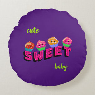 Funny cupcakes round cushion