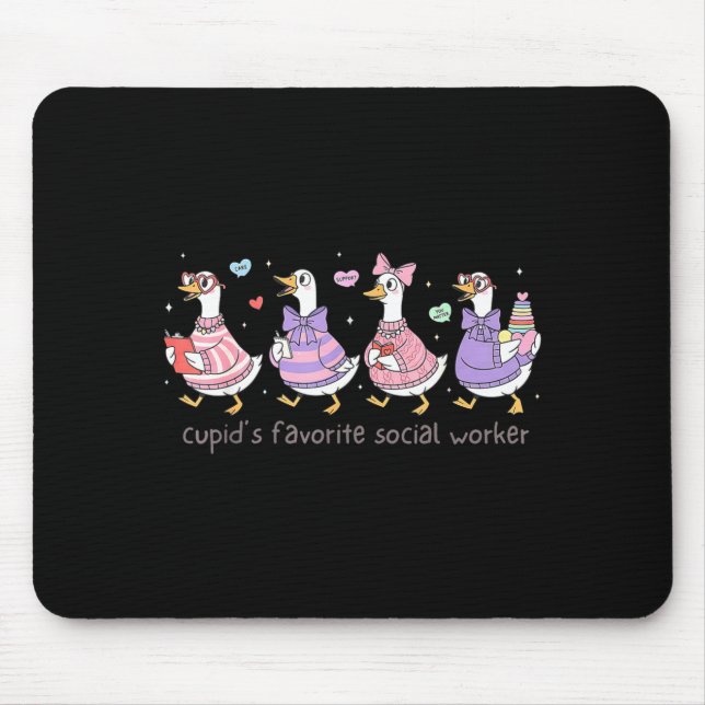 Funny Cupid's Favorite Social Worker Goose Mouse Pad (Front)
