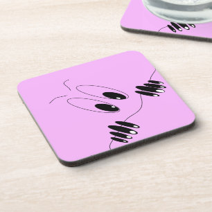 Funny Curiosity Eyes - Cartoon Drawing Happy Smile Coaster