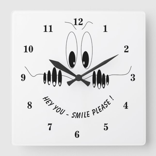 Funny Curiosity Eyes - Smile - Add Your Text/Colou Square Wall Clock (Front)