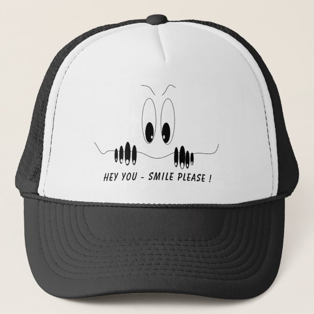 Funny Curiosity Eyes - Smile - Add Your Text/Colou Trucker Hat (Front)