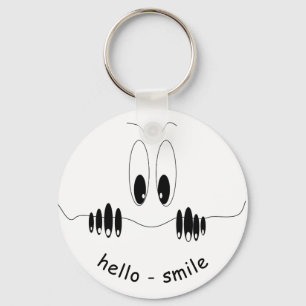 Funny Curiosity Eyes - Smile - Add Your Text Key Ring