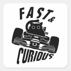 Funny Curious car driving cat Square Sticker