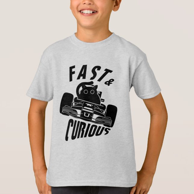 Funny Curious car driving cat T-Shirt (Front)