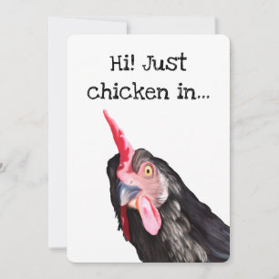 Funny Curious Chicken Checking In  Card
