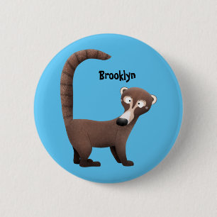 Funny curious coatimundi cartoon illustration 6 cm round badge