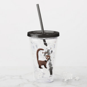 Funny curious coatimundi cartoon illustration acrylic tumbler