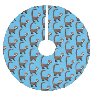 Funny curious coatimundi cartoon illustration brushed polyester tree skirt