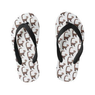 Funny curious coatimundi cartoon illustration kid's jandals