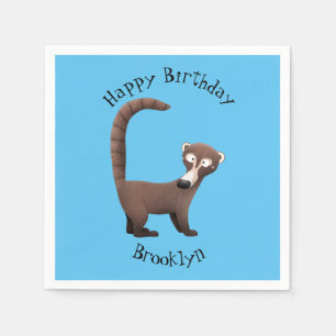 Funny curious coatimundi cartoon illustration napkin