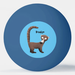 Funny curious coatimundi cartoon illustration ping pong ball