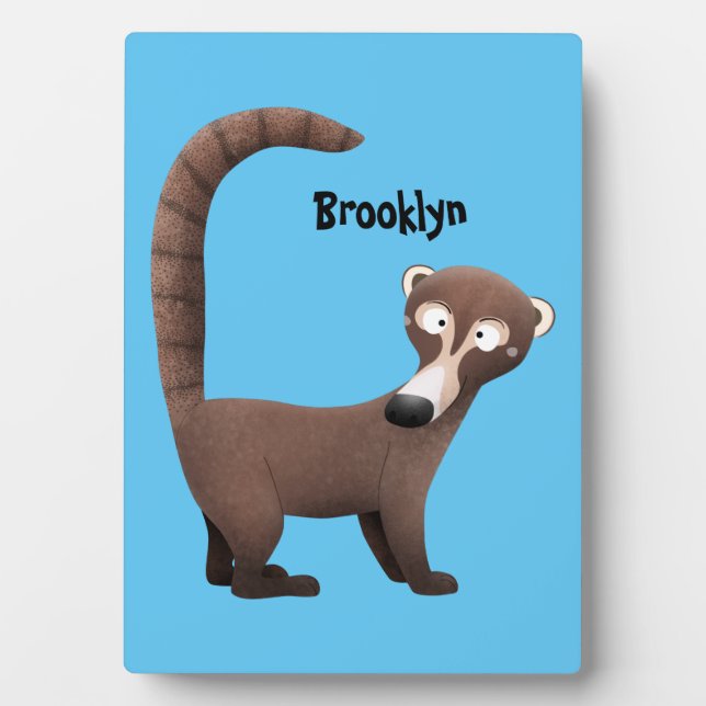 Funny curious coatimundi cartoon illustration plaque (Front)