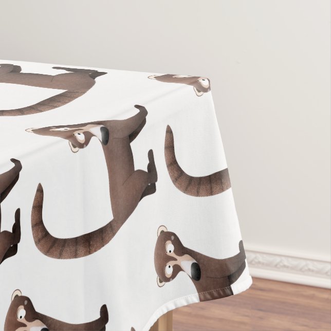Funny curious coatimundi cartoon illustration tablecloth (In Situ)