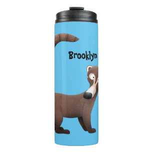 Funny curious coatimundi cartoon illustration thermal tumbler