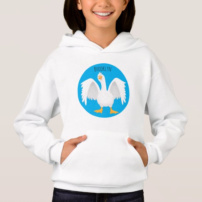 Funny curious domestic goose cartoon illustration (Front)