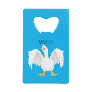 Funny curious domestic goose cartoon illustration