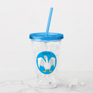 Funny curious domestic goose cartoon illustration  acrylic tumbler