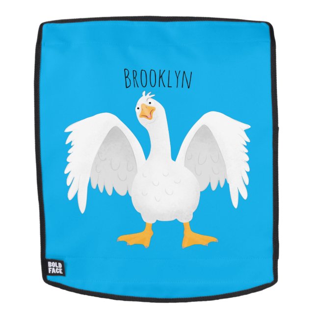 Funny curious domestic goose cartoon illustration backpack (Removable Face)