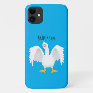 Funny curious domestic goose cartoon illustration Case-Mate iPhone case