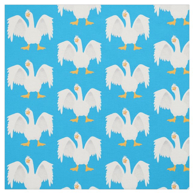 Funny curious domestic goose cartoon illustration fabric (Swatch)