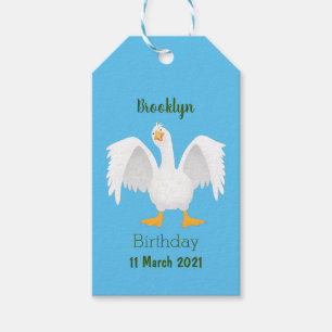 Funny curious domestic goose cartoon illustration gift tags