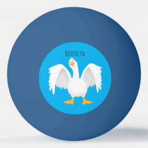 Funny curious domestic goose cartoon illustration ping pong ball