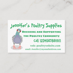 Funny curious pigeon cartoon illustration business card