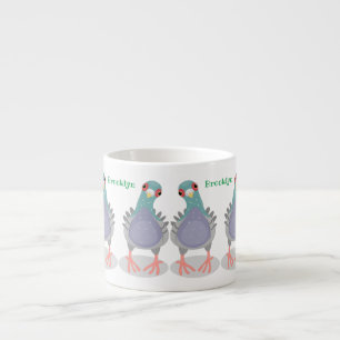 Funny curious pigeon cartoon illustration espresso cup