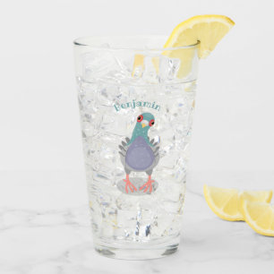 Funny curious pigeon cartoon illustration glass