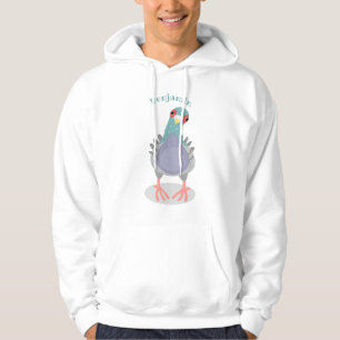 Funny curious pigeon cartoon illustration hoodie
