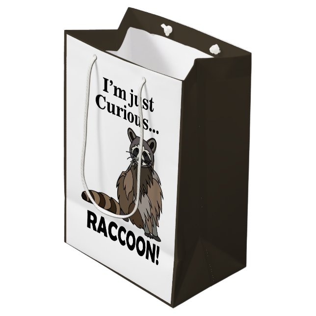 Funny Curious Racoon Medium Gift Bag (Front Angled)