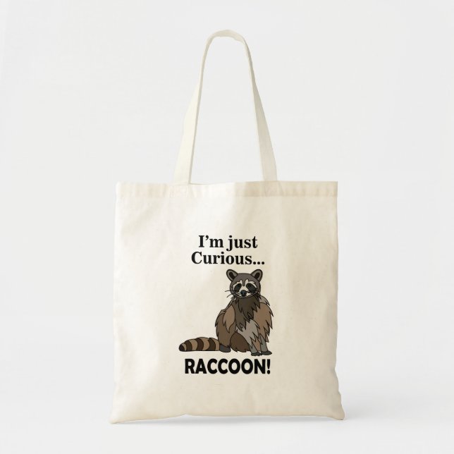 Funny Curious Racoon Tote Bag (Front)