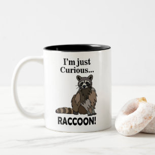 Funny Curious Racoon Two-Tone Coffee Mug