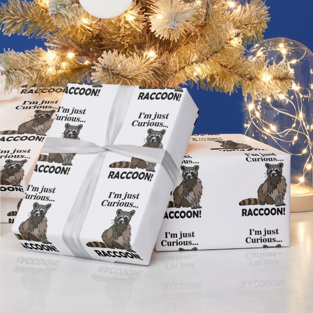 Funny Curious Racoon Wrapping Paper (Holidays)
