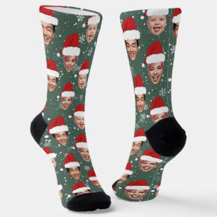Funny Custom 3 Faces Christmas Santa Hats Socks