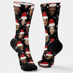Funny Custom 4 Faces Christmas Santa Hats Socks
