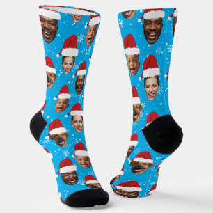 Funny Custom 4 Faces Christmas Santa Hats Socks