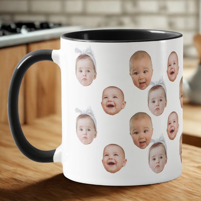 Funny Custom Baby Face Photo Face 3 Photos Mug (Creator Uploaded)