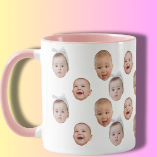 Funny Custom Baby Face Photo Face 3 Photos Mug