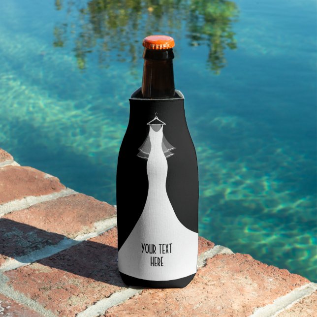 Funny custom beer bottle cooler with wedding dress (In Situ Pool)