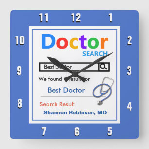 Funny Custom Best Doctor Gift Throw Pillow Square Wall Clock