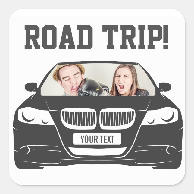 Funny Custom Car Photo Road Trip Square Sticker (Front)