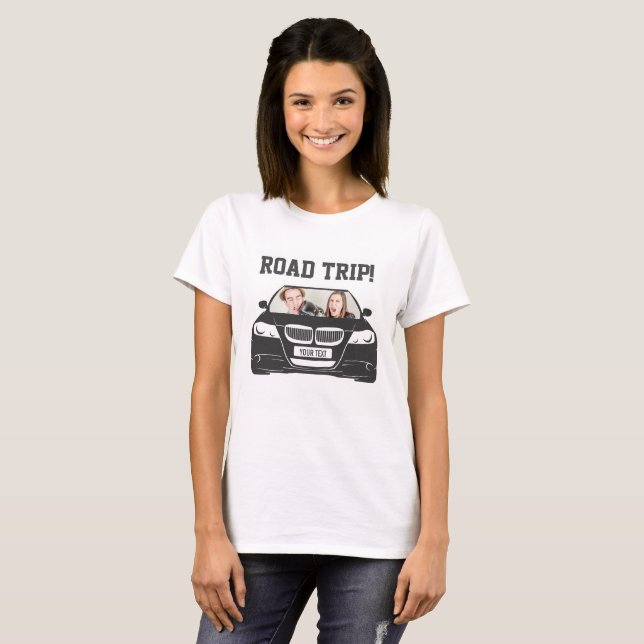 Funny Custom Car Photo Road Trip T-Shirt (Front Full)
