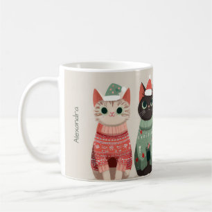 Funny Custom Christmas Winter Cat Design Coffee Mug